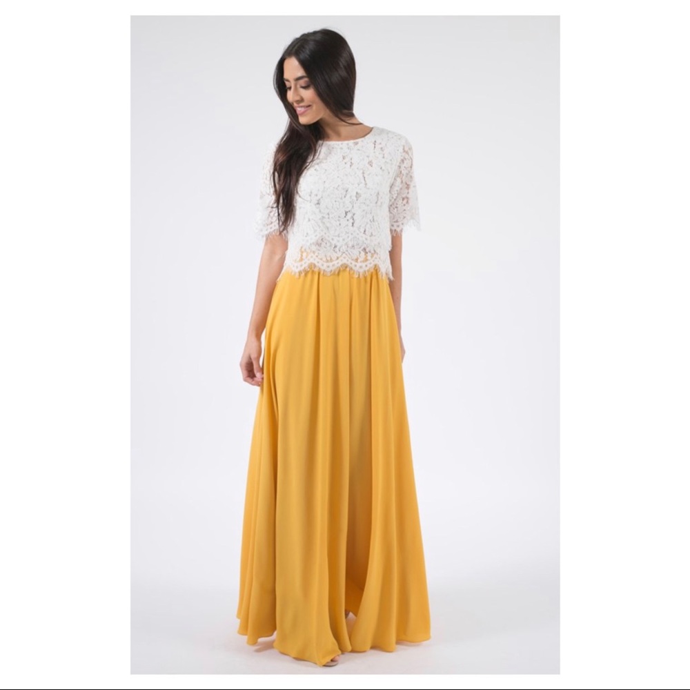 Mustard Chiffon Maxi Skirt